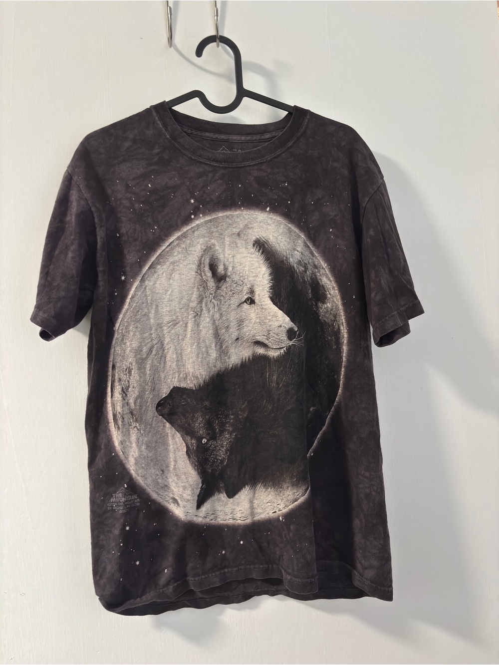 The Mountain Black and Gray Tie-Dye Graphic Tee Wolf Moon